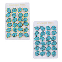 Turquoise Earring Stainless Steel Teardrop plated Sold By Bag