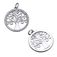 Cubic Zirconia Micro Pave Brass Pendant, Tree, platinum plated, micro pave cubic zirconia & hollow, nickel, lead & cadmium free, 20x22x2mm, Hole:Approx 3x3mm, 20PCs/Lot, Sold By Lot