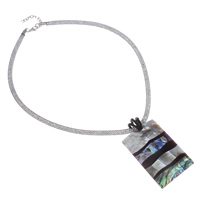 Abalone Shell Mesh Tube Necklace with Plastic Mesh Cord & Black Shell & Acrylic brass lobster clasp with 5cm extender chain Rectangle natural Sold Per Approx 19.5 Inch Strand