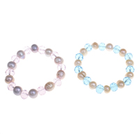 Freshwater Cultured Pearl Bracelet Freshwater Pearl with Crystal Potato natural faceted 9-10mm Sold Per Approx 6.5 Inch Strand