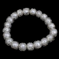 Bracelet en perles de culture d'eau douce, perle d'eau douce cultivée, avec laiton, pomme de terre, Placage de couleur platine, naturel, blanc, 8-9mm, Vendu par Environ 7 pouce brin