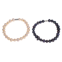 Freshwater Cultured Pearl Bracelet, Freshwater Pearl, brass magnetic clasp, Potato, more colors for choice, 7-8mm, Sold Per Approx 7.5 Inch Strand