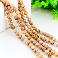 Natural Picture Jasper Beads, Round, different size for choice, Hole:Approx 1mm, Length:Approx 15 Inch, Sold By Lot