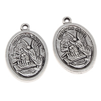 Zinc Alloy Flat Round Pendants Flat Oval antique silver color plated lead & cadmium free Approx 1mm Approx Sold By Bag