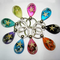 Bag Purse Charms Keyrings Keychains, Resin, with Tibetan Style, Teardrop, platinum color plated, ocean design & luminated, more colors for choice, nickel, lead & cadmium free, 39x26x15mm, 12PCs/Lot, Sold By Lot