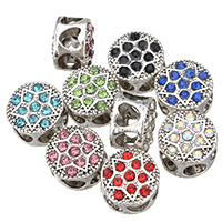 Tibetan Style European Beads, antique silver color plated, without troll & with rhinestone, more colors for choice, nickel, lead & cadmium free, 11.50x8mm, Hole:Approx 5mm, 100PCs/Lot, Sold By Lot