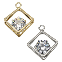 Cubic Zirconia Pendant Zinc Alloy Rhombus plated with cubic zirconia nickel lead & cadmium free Approx 2.5mm Sold By Lot