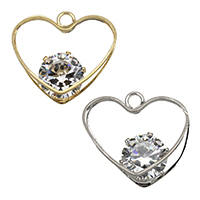 Cubic Zirconia Pendant Zinc Alloy Heart plated with cubic zirconia nickel lead & cadmium free Approx 2.5mm Sold By Lot