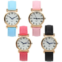 Women Wrist Watch PU Leather with Glass & Zinc Alloy plated nickel lead & cadmium free 31mm Length Approx 9 Inch Sold By Lot