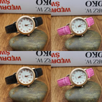 Damen Armbanduhr, PU Leder, mit Glas & Zinklegierung, plattiert, keine, frei von Nickel, Blei & Kadmium, 29mm, Länge:ca. 8.3 ZollInch, 5PCs/Menge, verkauft von Menge
