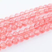Glass Gemstone Beads, Round, different size for choice, cherry quartz, Hole:Approx 1mm, Length:Approx 15 Inch, Sold By Lot