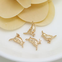 Brass Jewelry Pendants, Bird, 24K gold plated, nickel, lead & cadmium free, 9x13mm, Hole:Approx 1mm, 50PCs/Lot, Sold By Lot