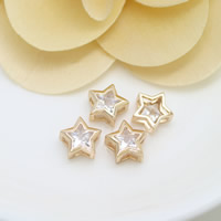 Cubic Zirconia Brass Pendants Star 24K gold plated with cubic zirconia nickel lead & cadmium free Approx 2mm Sold By Lot