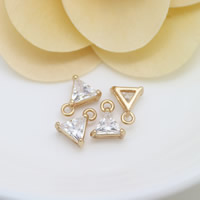 Cubic Zirconia Brass Pendants, Triangle, 24K gold plated, with cubic zirconia, nickel, lead & cadmium free, 8x9.50x4mm, Hole:Approx 1.5mm, 10PCs/Lot, Sold By Lot