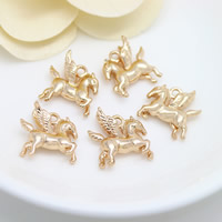 Brass Jewelry Pendants, Horse, 24K gold plated, nickel, lead & cadmium free, 15x16mm, Hole:Approx 1.8mm, 50PCs/Lot, Sold By Lot