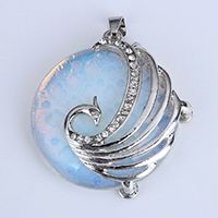 Sea Opal Pendant Setting with Zinc Alloy Flat Round platinum color plated Approx Inner Approx 1mm Sold By Lot