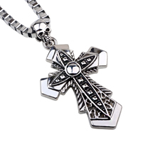 Zinc Alloy Jewelry Necklace with iron chain Cross platinum color plated box chain & enamel nickel lead & cadmium free Sold Per 21.5 Inch Strand