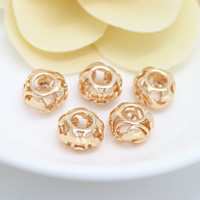 Messing European Perlen, Trommel, 24 K vergoldet, ohne troll & hohl, frei von Nickel, Blei & Kadmium, 11x4mm, Bohrung:ca. 4.8mm, 30PCs/Menge, verkauft von Menge