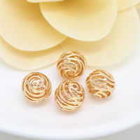 Hollow Brass Beads, Round, 24K gold plated, nickel, lead & cadmium free, 10mm, Hole:Approx 1.3mm, 50PCs/Lot, Sold By Lot