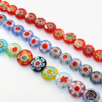 Murano Millefiori Lampwork Beads Flat Round handmade Sold By Lot