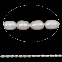 Riso coltivato in perla d'acqua dolce, perla d'acquadolce coltivata naturalmente, naturale, bianco, grado A, 4-5mm, Foro:Appross. 0.8mm, Venduto per Appross. 14.3 pollice filo