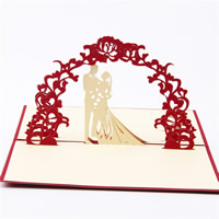 Papel 3D tarjeta de felicitación, Par, Efecto 3D, Rojo, 100x150mm, 10PCs/Grupo, Vendido por Grupo