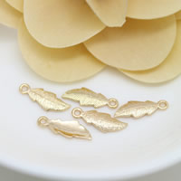 Brass Jewelry Pendants, Leaf, 24K gold plated, nickel, lead & cadmium free, 4x16x1mm, Hole:Approx 1.5mm, 50PCs/Lot, Sold By Lot