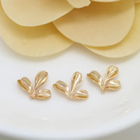 Brass Jewelry Pendants, Leaf, 24K gold plated, nickel, lead & cadmium free, 12x10x1mm, Hole:Approx 1.3mm, 50PCs/Lot, Sold By Lot