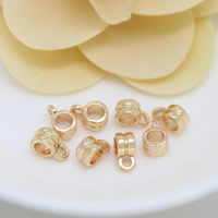 Perles attaches en laiton, Plaqué d'or 24K, protéger l'environnement, sans nickel, plomb et cadmium, 6x9x4mm, Trou:Environ 1.5mm, 3.8mm, 100PC/lot, Vendu par lot