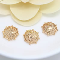 Brass Bead Cap, Flower, 24K gold plated, hollow, nickel, lead & cadmium free, 14mm, Hole:Approx 1.8mm, 50PCs/Lot, Sold By Lot