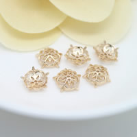 Brass Bead Cap, Flower, 24K gold plated, hollow, nickel, lead & cadmium free, 10mm, Hole:Approx 1.3mm, 100PCs/Lot, Sold By Lot