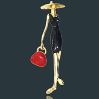 Enamel Brooch Zinc Alloy Girl gold color plated lead & cadmium free Sold By Bag