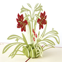 Paper 3D Greeting Card Flower 3D effect red Sold By Lot