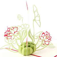 papier Carte de voeux 3D, fleur, effet 3D, rouge, 150x150mm, 10PC/lot, Vendu par lot