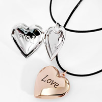 Fashion Locket Necklace Brass with Waxed Nylon Cord Heart word love plated with photo locket & enamel nickel lead & cadmium free Sold Per Approx 13 Inch Strand