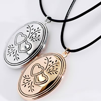 Fashion Locket Necklace Brass with Waxed Nylon Cord Flat Oval plated with photo locket & enamel nickel lead & cadmium free Sold Per Approx 13 Inch Strand