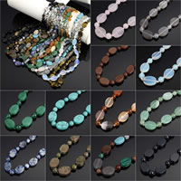 Gemstone šperky náhrdelník, Drahokam, mosaz Karabinky, Flat Oval, různé materiály pro výběr, 14x10mm, 6mm, Prodáno za Cca 17.5 inch Strand