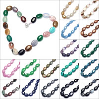 Gemstone šperky náhrdelník, Drahokam, mosaz Karabinky, Flat Oval, různé materiály pro výběr, 13x18mm, Prodáno za Cca 17.5 inch Strand