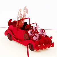 Paper 3D Greeting Card, Couple, 3D effect, red, 200x130mm, 10PCs/Lot, Sold By Lot