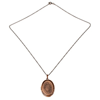 Fashion Locket Necklace Brass Flat Oval antique copper color plated twist oval chain nickel lead & cadmium free 39mm Inner Approx Length Approx 18 Inch Sold By Lot