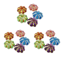 Mixed Acrylic Beads, Flower, silver accent & gold accent, mixed colors, 7x3mm, Hole:Approx 1mm, 7500PCs/Bag, Sold By Bag