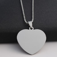 Stainless Steel Jewelry Necklace, Heart, ball chain, original color, Length:Approx 19.6 Inch, 30Strands/Lot, Sold By Lot