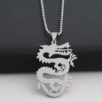Stainless Steel Jewelry Necklace, Dragon, ball chain, original color, Length:Approx 19.6 Inch, 30Strands/Lot, Sold By Lot