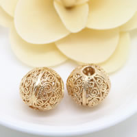 Brass European Beads, Round, 24K gold plated, without troll & hollow, nickel, lead & cadmium free, 17mm, Hole:Approx 4.5mm, 30PCs/Lot, Sold By Lot