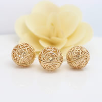 Hollow Brass Beads, Round, 24K gold plated, nickel, lead & cadmium free, 20mm, Hole:Approx 1.8mm, 20PCs/Lot, Sold By Lot