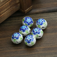 925 Sterling Silver Cloisonne Beads Round handmade 12mm Approx 2mm Sold By PC