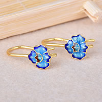 Sterling Silver Cloisonne Earring Hook Flower handmade with loop Approx 1.5mm Sold By Pair