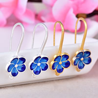 Sterling Silver Cloisonne Earring Hook Flower handmade with loop Approx 1.5mm Sold By Pair