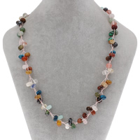 Natural Gemstone Necklace, with Nylon Cord, Tibetan Style lobster clasp, Rondelle, 8x5mm, Sold Per Approx 19.5 Inch Strand