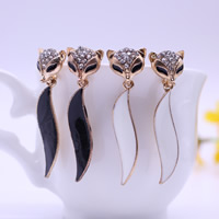 Zinc Alloy Drop Earrings with plastic earnut stainless steel post pin Fox rose gold color plated enamel & with rhinestone lead & cadmium free Sold By Pair
